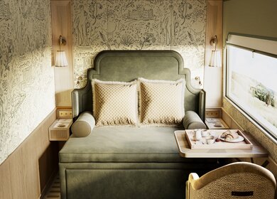 Britannic Explorer Double Suite | © Britannic Explorer Double Suite im Britannic Explorer mit grünem Bett | © Britannic Explorer