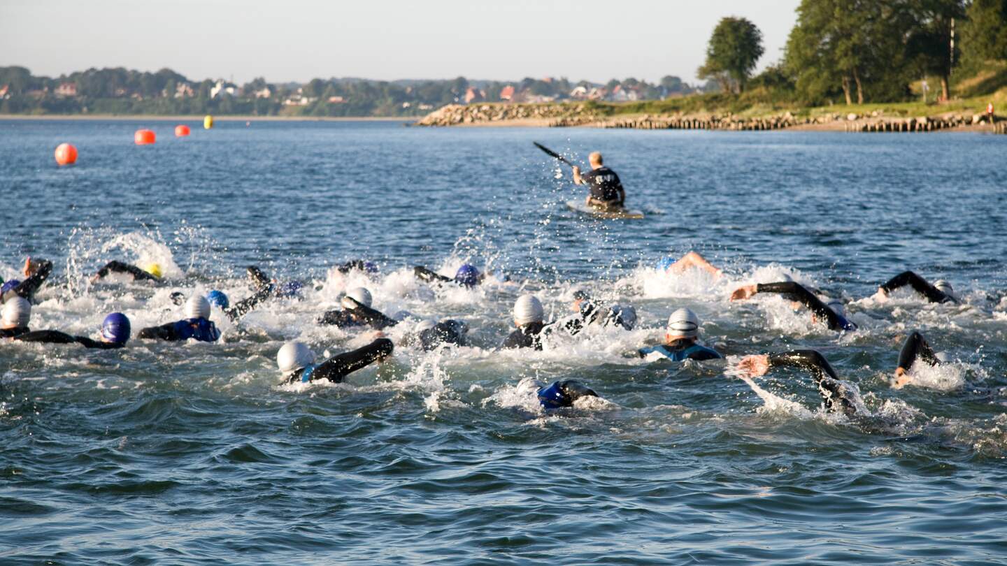 Mehrere Triathlet Schwimmer im Wasser  | © Gettyimages.com/TarpMagnus