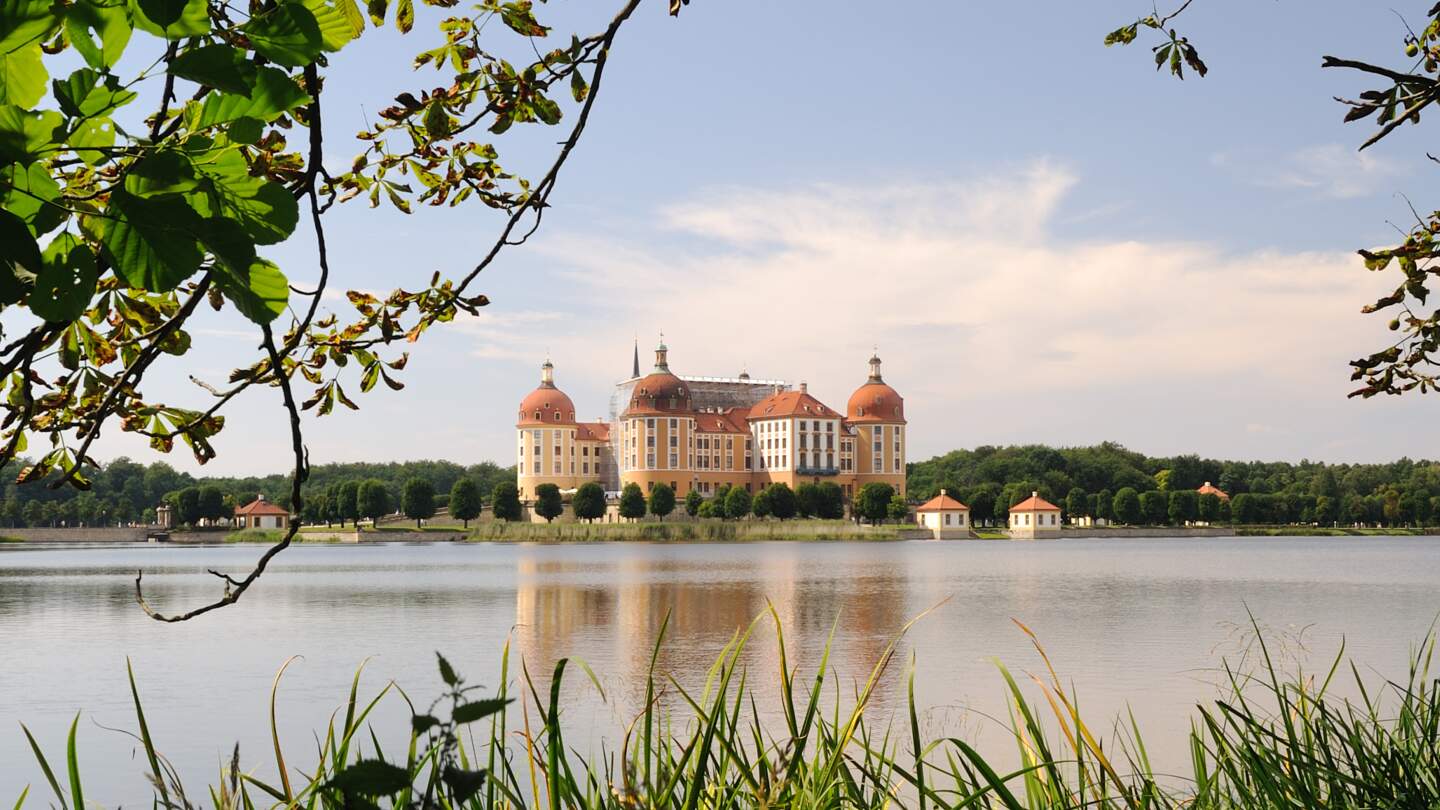 Sommerlicher Seeblick auf Schloss Moritzbug in der Nähe von Dresden | © Gettyimages.com/Rolphus