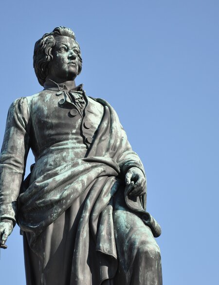Die Statue des berühmten Komponisten Wolfgang Amadeus Mozart in Salzburg | © Gettyimages.com/salajean