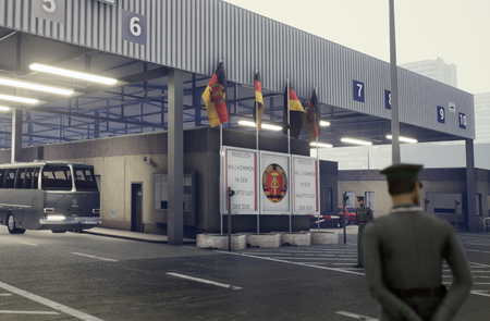 Virtuelle Ansicht vom Checkpoint Charlie bewacht | © TimeRide GmbH