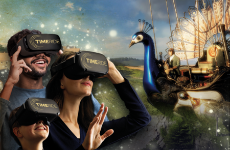Collage mit virtueller Ansicht und Familie mit VR-Brillen | © TimeRide GmbH