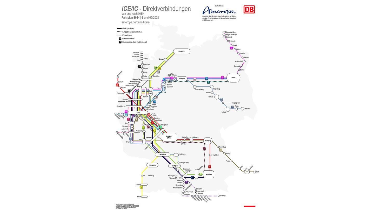 Direktverbindung mit Bahn ab Koeln | © DB/Ameropa