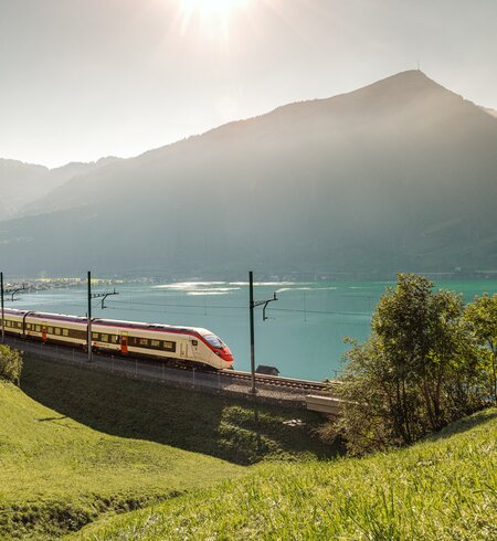 Schweizerische Bundesbahn SBB im Sommer mit Berglandschaft im Hintergrund | © SBB CFF FFS 