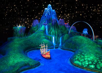Nimmerland Lagune in der Attraktion Peter Pan's Flight in Disneyland® Park | © Disney