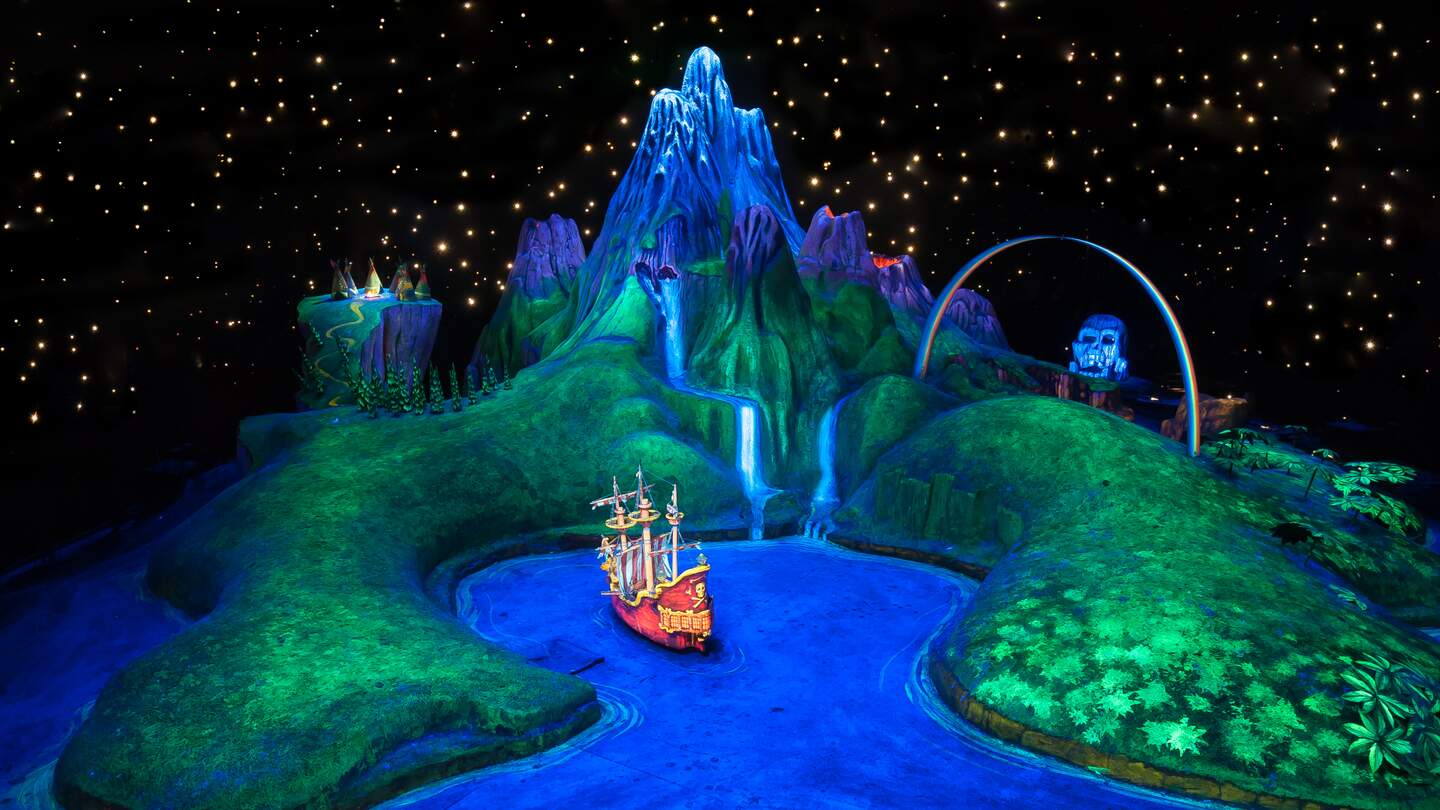Nimmerland Lagune in der Attraktion Peter Pan's Flight in Disneyland® Park | © Disney