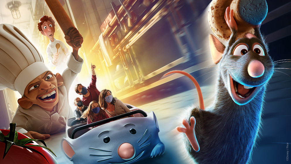Walt Disney Studios® Park Worlds of Pixar Attraktion Ratatouille: Das Abenteuer, Ratte wird von dem Koch gejagt | © ©Disney/© 2024 Pixar